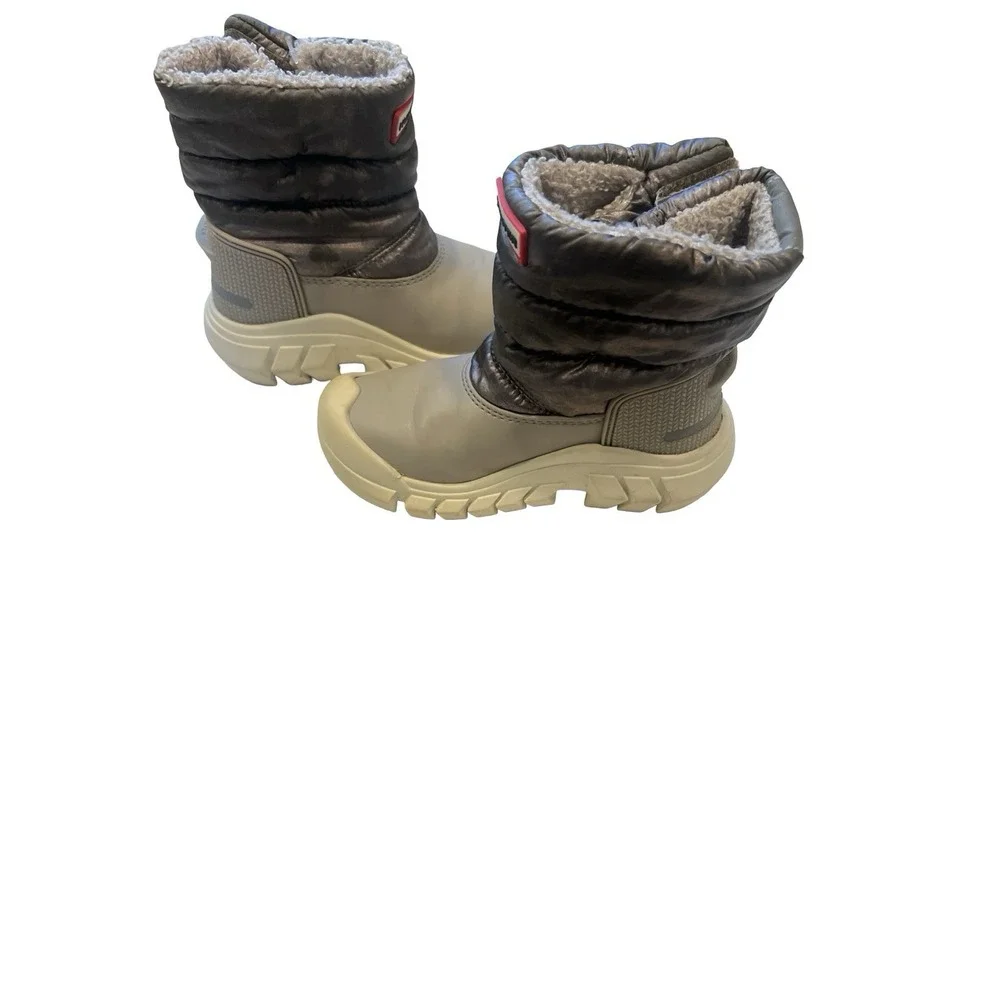 Hunter size 1 Big Kids Boots Silver Gray and White